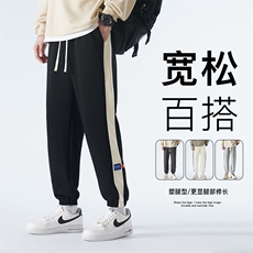 重磅300克休闲运动裤春秋港风宽松束脚裤A068-HKEK145-TP45加绒55，女装休闲裤，电商A068