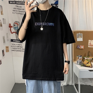 1港风圆领大码M-5XL运动日系原宿潮流男士短袖宽松T恤7036F20控35图片
