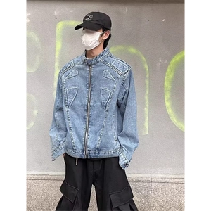 美式复古水洗做旧牛仔外套男女潮牌高街痞帅宽松夹克JK895-P73图片