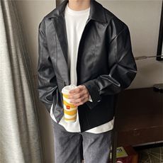 816B-PY003-P105新款宽松工装皮夹克情侣休闲上衣韩版皮衣外套，男装夹克，星座816B