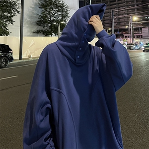 WY09-P60小众纽扣拼接纯棉连帽卫衣