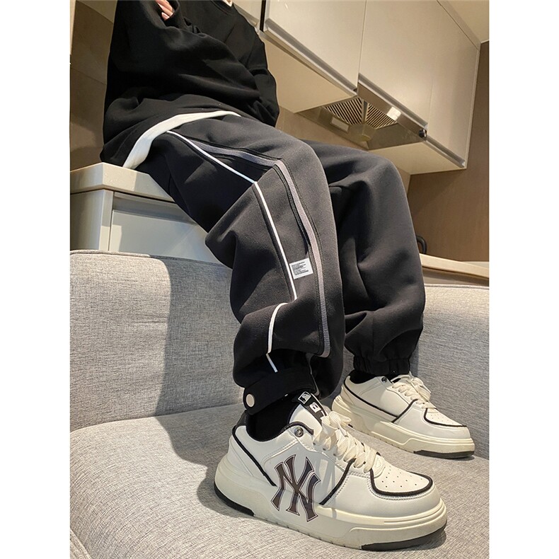 港风 织带条纹拼接束脚裤卫裤 Y237 P55控78图片