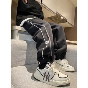 港风 织带条纹拼接束脚裤卫裤 Y237 P55控78图片