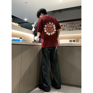 已做版权夏季东北大花潮圆领短袖风t恤宽松重磅上衣T50-P28图片