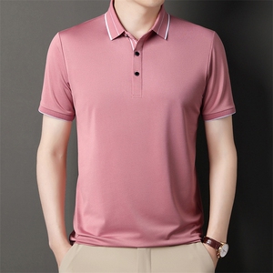 短袖T恤男翻领纯色上衣夏季新款中年男士休闲百搭半袖Polo衫男装图片