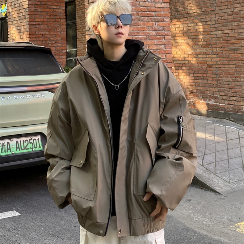 pu皮棉衣男冬季新款加厚棉服宽松面包服棉袄 M7166 P135 控168图片
