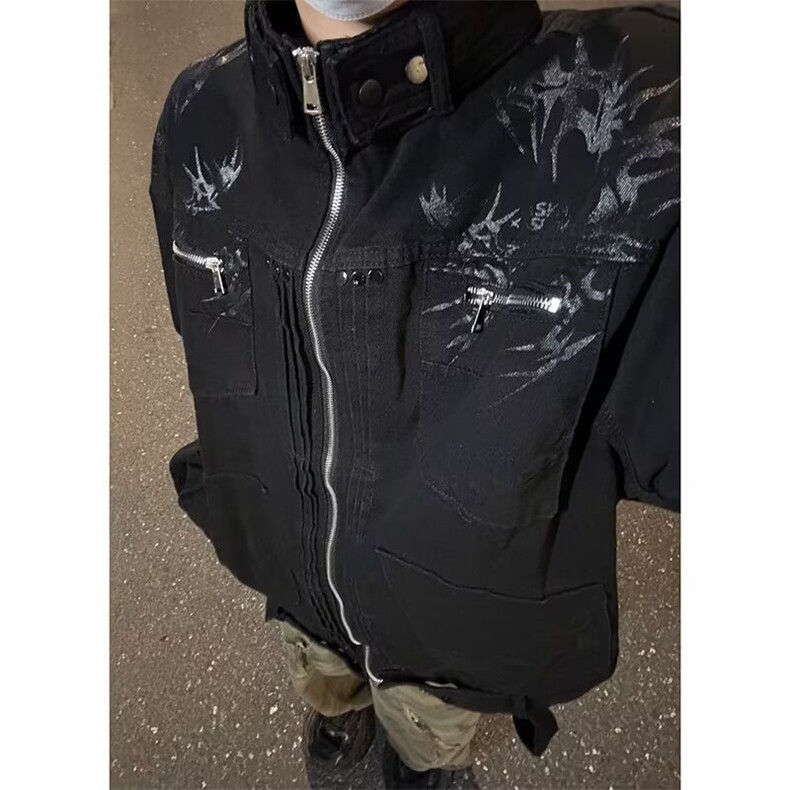 长袖常规款宽松型无品牌春秋冬立领提花外套男纯棉休闲潮牌2151,男装夹克,星座506