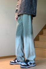 B221高品质美式ins高街小众渐变色直筒牛仔裤LK23024-P60控78，男装牛仔裤，电商B221