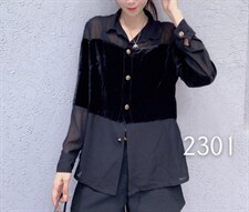 欧货丝绒拼接衬衫，女装衬衫，帝瀛 DY