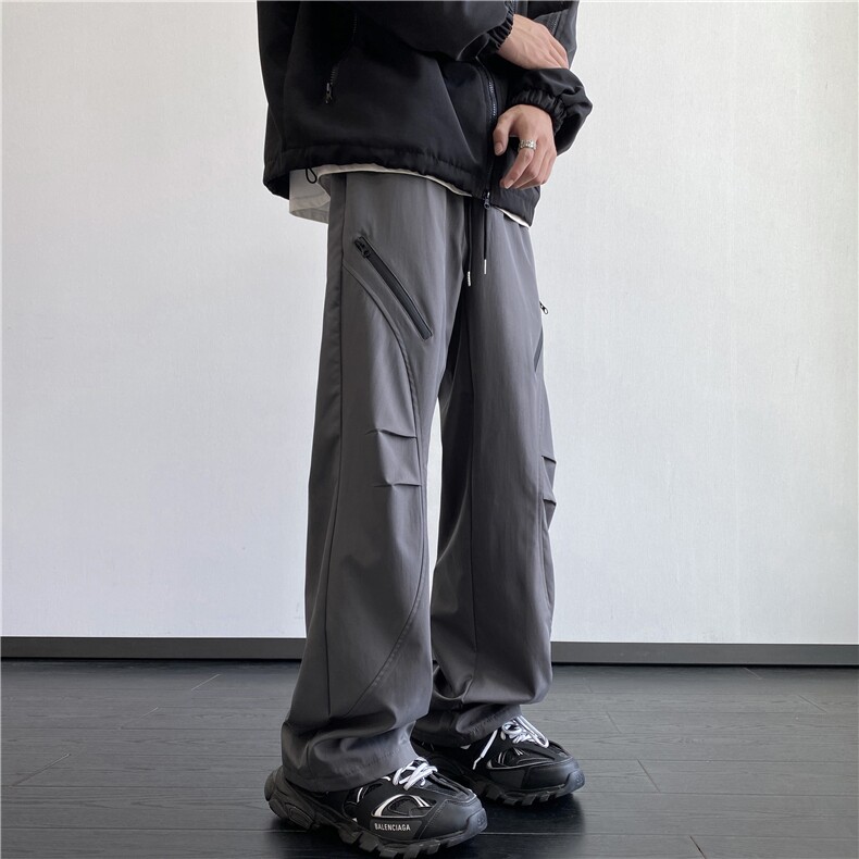 抖音品质秋季新款机能拉链防水宽松冲锋裤B315-K24251-特p35控68,男装休闲裤,电商B315
