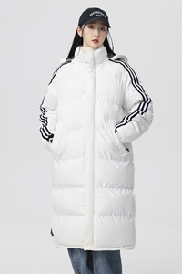 团服 班服外贸 纯色长款盖膝下加厚开叉棉服男女保暖外套M991P140图片