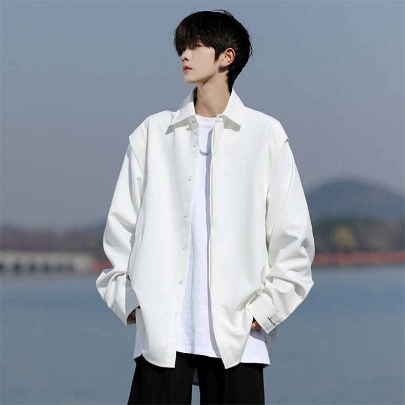 8XL-M春夏假两件衬衫长袖大码痞帅高级感衬衣垂感外套CS9005/P60图片