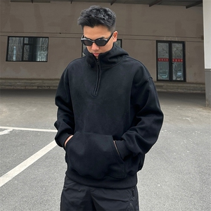抖音得物高品质二开 25秋冬美式重磅宽松纯色连帽拉链高领卫衣W65图片