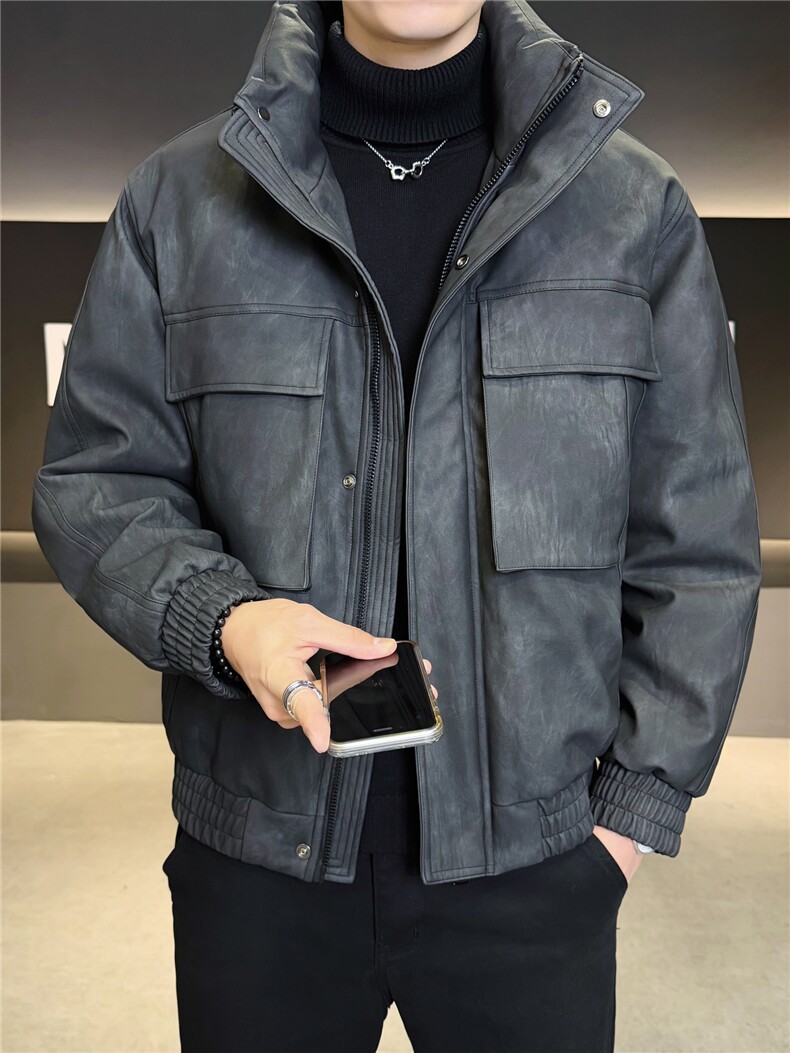 男休闲立领羽绒服纯色男面包服外套A329-YR9965-P235,男装羽绒服,电商A329