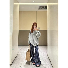 【有货】蓝色格子阔腿裤男女美式复古hiphop裤子宽松X814HH-特P50，男装休闲裤，星座1007（原301D）