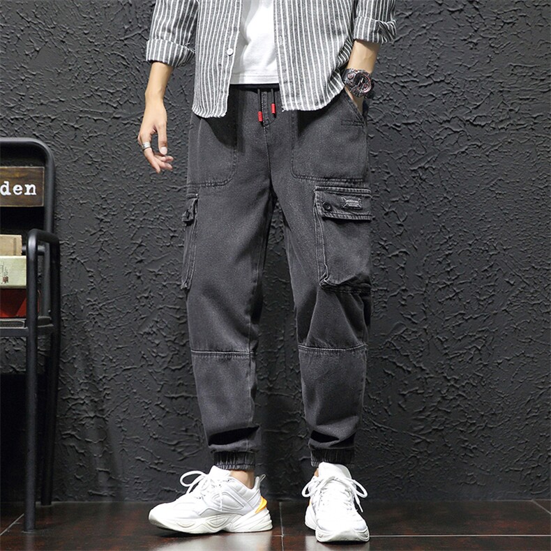 2021新款日系潮流大码男瓷砖墙工装九分裤束脚牛仔裤K002-P65,男装牛仔裤,电商A001