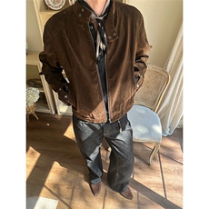 网图慎用复古短毛反绒正肩高品质大码立领夹克外套男J5281-特P70，男装夹克，电商A001-1
