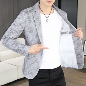 X619-P85 2025秋季时尚男士格纹小西装青年西服外套图片