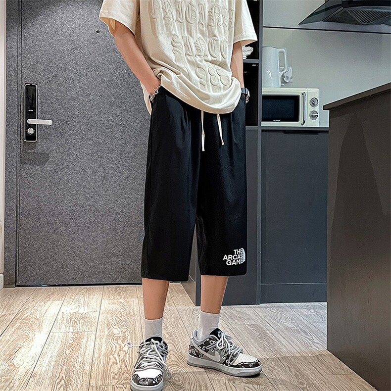 QK72232-P25冰丝七分裤男大码速干短裤男五分裤港风,男装休闲裤,电商A040