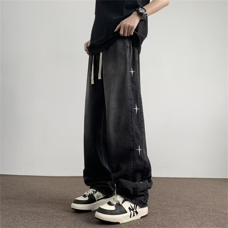 牛仔裤男韩版潮高街百搭直筒裤子2024夏季新款ins长裤RK1617-P46,男装牛仔裤,星座412-2
