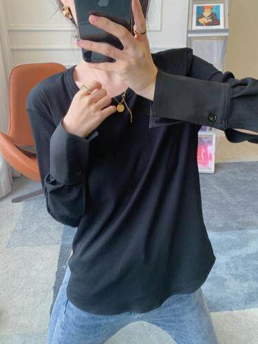 拼接衬衫袖S-M四色百搭打底，女装衬衫，尚映