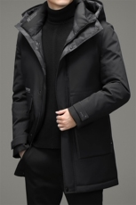 2023冬季连帽羽绒服中年男中长款休闲灰鸭绒外套DFLDY1030-P290，男装羽绒服，电商B212（原钱塘6029）