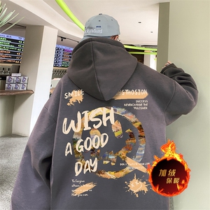 wassup happy小恶魔连帽卫衣男秋冬季潮牌美式hiphop大码休闲外套图片