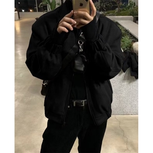 麂皮绒韩系秋冬外套男痞帅高街潮夹克冬季风格穿搭衣服J7368