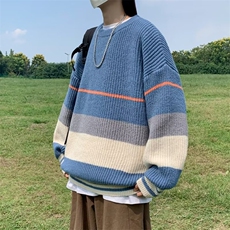 拼色毛衣男ins潮宽松大码慵懒针织衫X681P38，男装针织衫/毛衣，星座1116-2