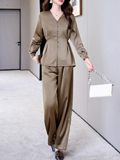 高端职业套装女春秋2025新款高级感通勤气质时尚洋气阔腿裤两件套，女装套装/套裙，卡杰菲