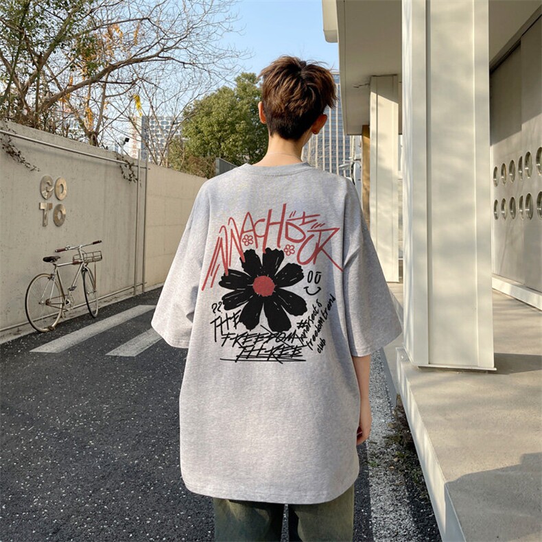 图案已注册夏季新款杏色百搭短袖T恤男潮宽松半袖体恤衫D081/P25,男装T恤,电商B209
