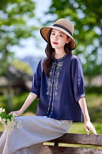新中式国风套装女2025夏季新款时尚洋气薄款休闲天丝短袖衬衫套装图片