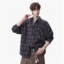 衬衫男秋季新款港风宽松大码磨毛长袖衬衣CS37-P38，男装衬衫，星座214-3