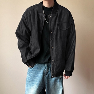 现货鹿皮绒夹克外套宽松休闲绣花棒球服男A351-AJ2595-P105图片