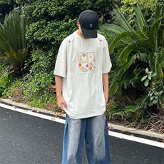 万针全刺绣工艺高品质260克双纱纯棉美式高街短袖T恤特P33，男装T恤，电商A486