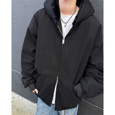 美式冬季纯棉水洗加绒棉衣潮牌宽松休闲连帽棉服上衣，男装棉衣，星座410-7