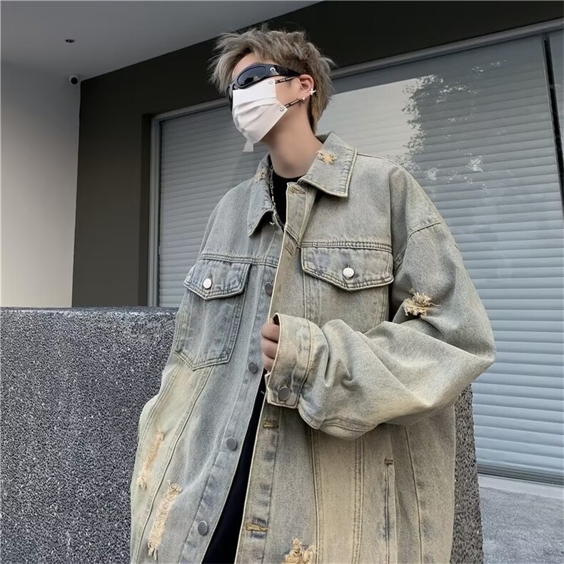 百搭男夹克尖领气质春秋潮ins标准潮流长袖外穿青春流行时尚图片