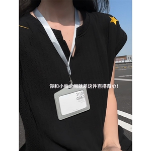 XZ809A/SSS03/特P24/控48 美式V领坎肩万针绣花背心T恤图片