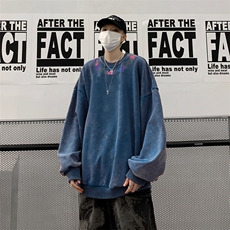 美式潮牌重磅水洗做旧圆领卫衣力推大码男XZ517A-BK5560-P58，男装卫衣，星座517A