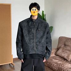 (网图慎用)特批P85无差价扎染正肩PU皮衣大码立领夹克外套男J5238，男装夹克，电商A001-1