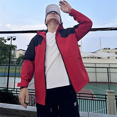 Y009拼接撞色连帽男女休闲大码团队冲锋衣户外旅游运动薄夹克潮男，男装夹克，星座115A-3