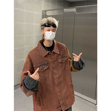 潮美式高街独特扎染渐变牛仔外套男女秋季宽松夹克上衣JK8957/P85，男装工装外套，星座506