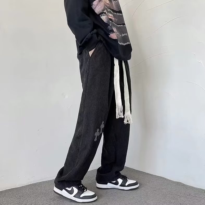 灯芯绒裤子男秋冬季直筒宽松休闲裤美式复古潮牌加厚长裤,男装休闲裤,四季星座218-1