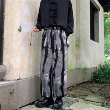 2026港风冰丝扎染抽绳大码M-5XL风休闲裤有套装88798P45，男装休闲套装，星座227-7