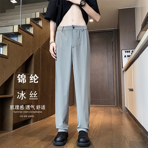 703-K335-P58 夏高端锦氨冰丝肌理感面料拉链腰头休闲裤 西装裤图片