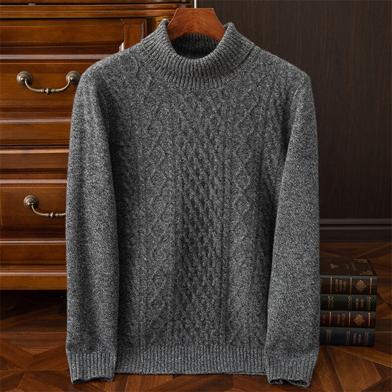 套头高翻领时尚都市长袖纯色2024年秋季羊毛衫，男装羊毛衫，牧绒家园高端店