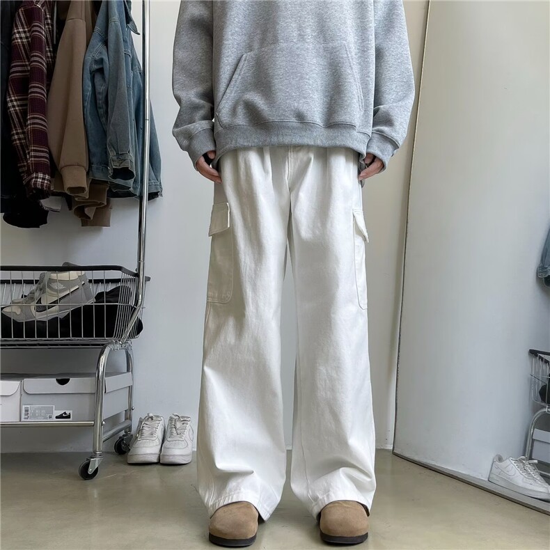 得物品质秋款男工装裤大口袋宽松直筒长裤H0031P55,男装工装外套,星座1013-1