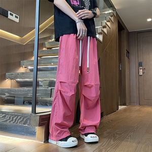 新款宽松休闲裤男韩版潮流坠感阔腿拖地长裤K0614-P45图片