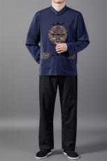 中老年风唐装男士春秋刺绣龙立领中式盘扣夹克HL23910-P105，男装夹克，星座1105-3