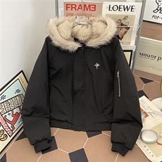 美式潮牌毛领加厚短款棉服男女冬季cleanfit保暖棉衣M0776-P93，男装棉衣，星座308B-2